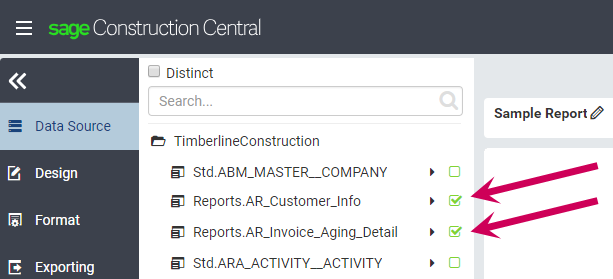The Data Source tab with two views selected The Data Source tab with two views selected